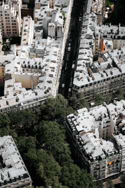 Aerial View of European City Architecture