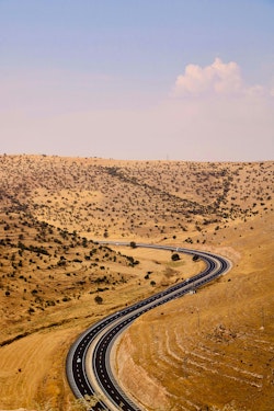 Scenic Winding Road in Mardin's Arid Landscape